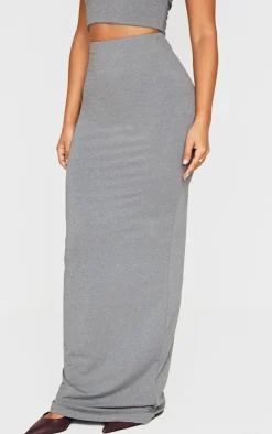 Discount PrettyLittleThing Petite Soft Touch High Waist Maxi Skirt Charcoal