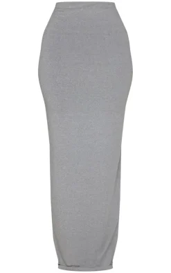 Discount PrettyLittleThing Petite Soft Touch High Waist Maxi Skirt Charcoal