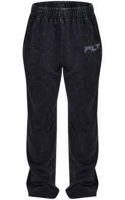 PrettyLittleThing Grey Sweatsuits*Petite Washed Block Embroidered Oversized Wide Leg Sweatpants