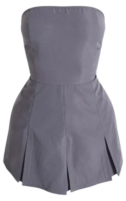 Petite Charcoal Woven Bandeau Fitted Romper