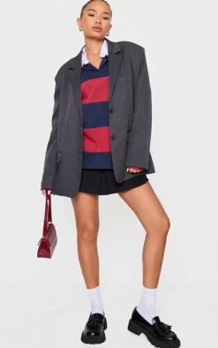 Petite Charcoal Woven Oversized Blazer
