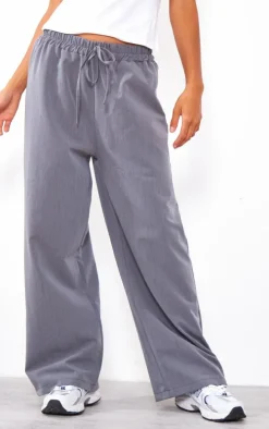 Petite Charcoal Woven Tie Waist Pants