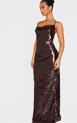 Petite Cross Over Strap Sequin Maxi Dress-PrettyLittleThing Online