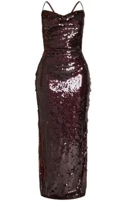 Petite Cross Over Strap Sequin Maxi Dress-PrettyLittleThing Online