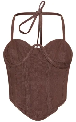 PrettyLittleThing Corsets*Petite Denim Seam Detail Corset