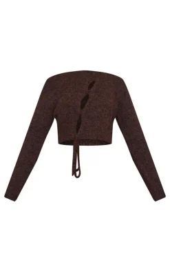 PrettyLittleThing Sweaters*Petite Fluffy Knitted Cut Out Detail Sweater