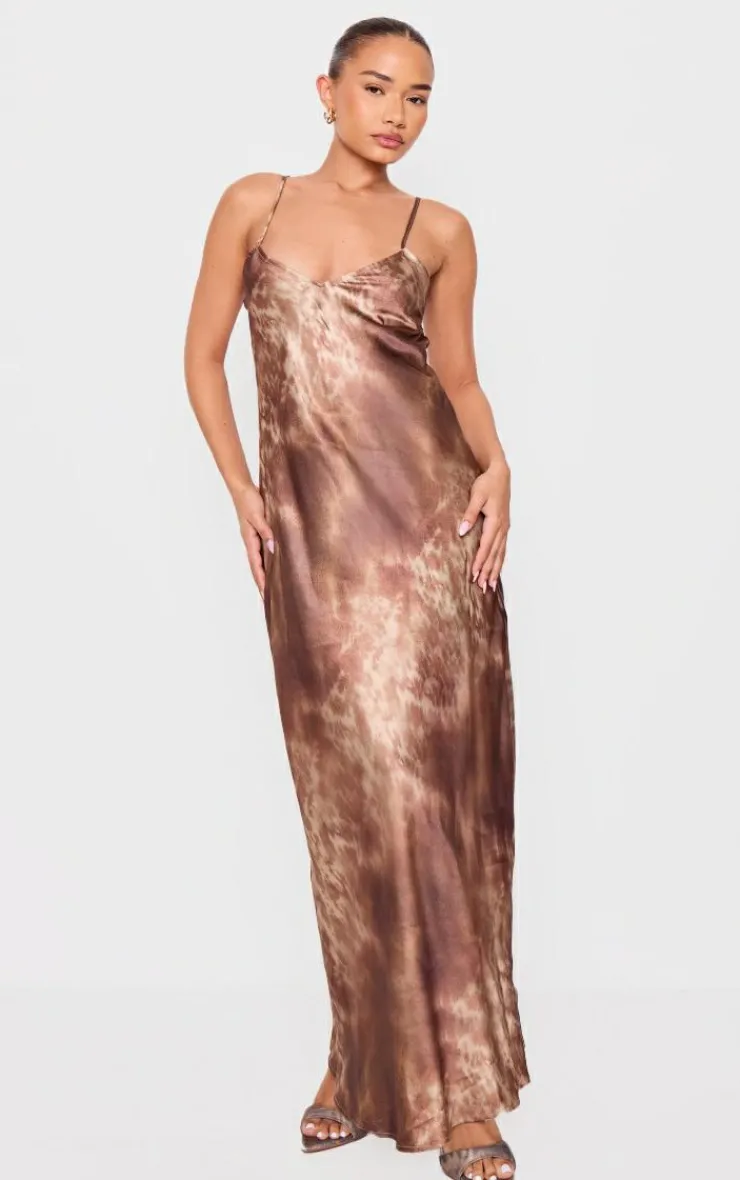 Petite Satin Open Back Maxi Dress-PrettyLittleThing Discount