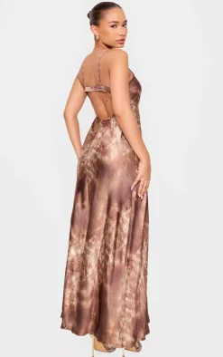 Petite Satin Open Back Maxi Dress-PrettyLittleThing Discount
