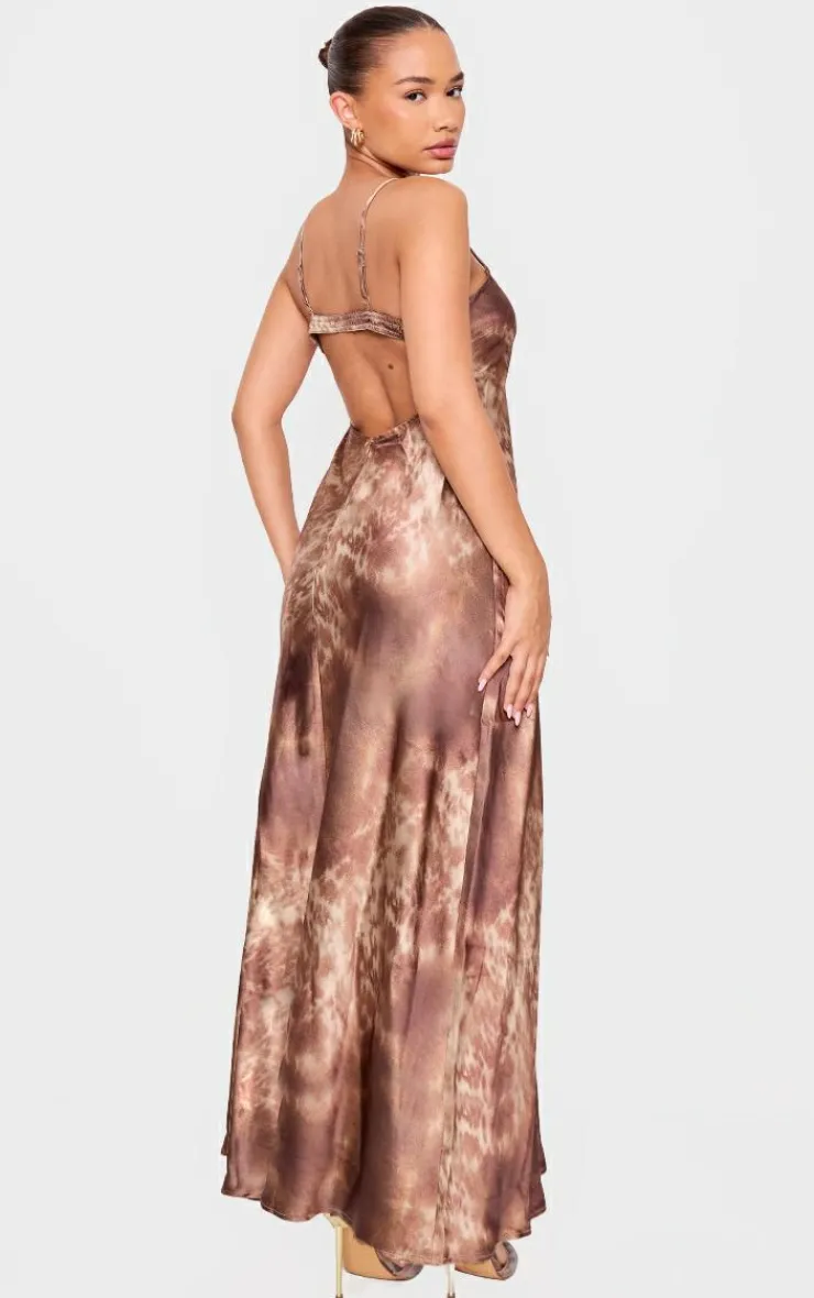 Petite Satin Open Back Maxi Dress-PrettyLittleThing Discount