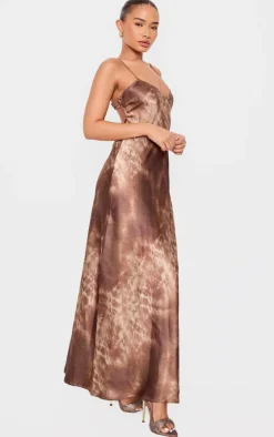 Petite Satin Open Back Maxi Dress-PrettyLittleThing Discount