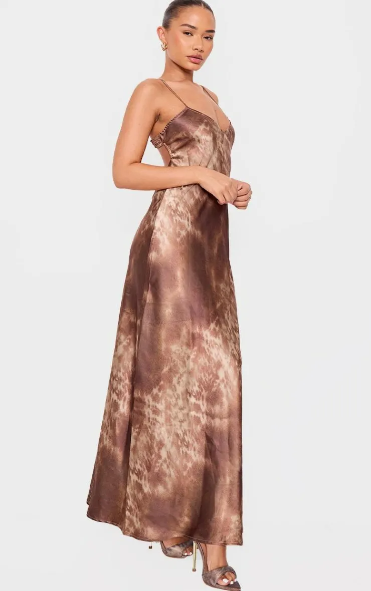 Petite Satin Open Back Maxi Dress-PrettyLittleThing Discount