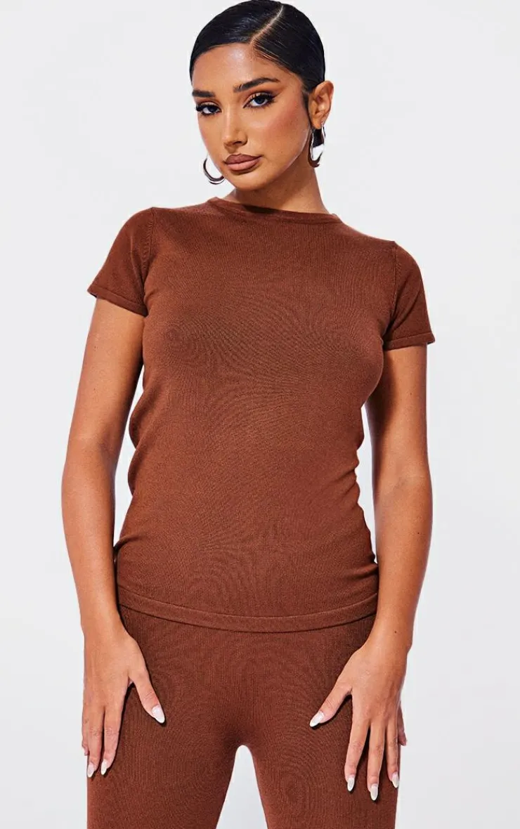 PrettyLittleThing Knitted Tops*Petite Knitted Crew Neck Top