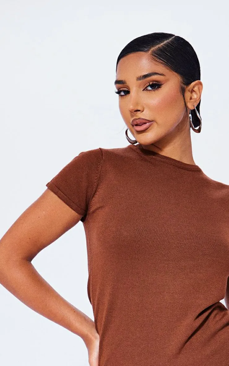 PrettyLittleThing Knitted Tops*Petite Knitted Crew Neck Top