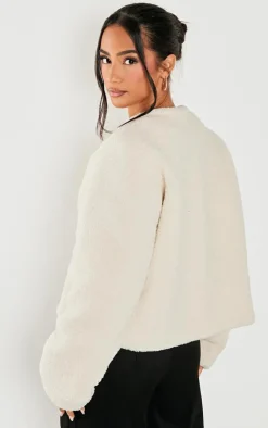 PrettyLittleThing Winter Coats & Jackets*Petite Borg Longline Clasp Detail Jacket