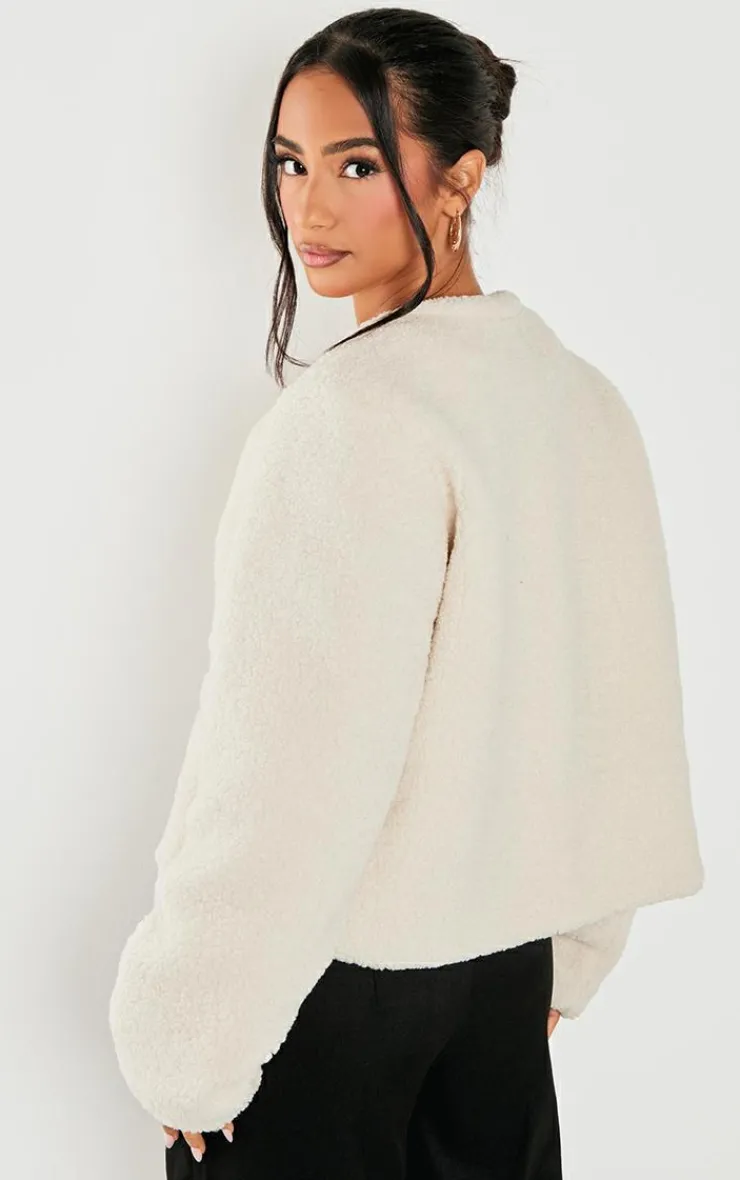 PrettyLittleThing Winter Coats & Jackets*Petite Borg Longline Clasp Detail Jacket