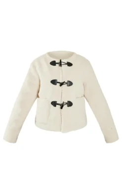 PrettyLittleThing Winter Coats & Jackets*Petite Borg Longline Clasp Detail Jacket