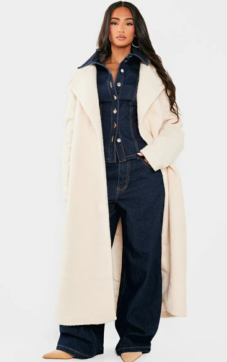 PrettyLittleThing Christmas Shop*Petite Borg Maxi Coat