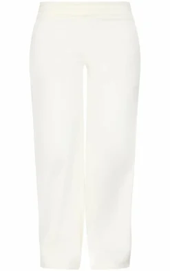 Discount PrettyLittleThing Petite Contrast Detail Straight Leg Sweatpants Cream