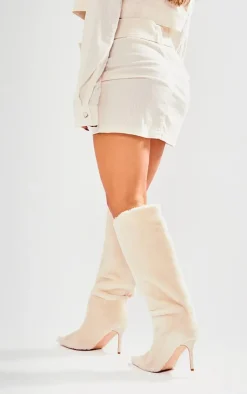 Discount PrettyLittleThing Petite Corduroy Pocket Mini Skirt Cream