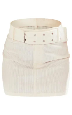 Discount PrettyLittleThing Petite Corduroy Pocket Mini Skirt Cream