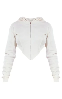 Outlet PrettyLittleThing Petite Dipped Hem Hoodie Cream