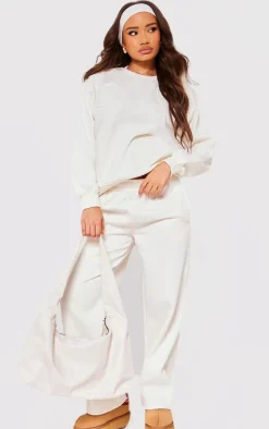Petite Cream Embossed Heart Detail Sweatshirt