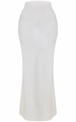 Hot PrettyLittleThing Petite Faux Leather Flared Maxi Skirt Cream