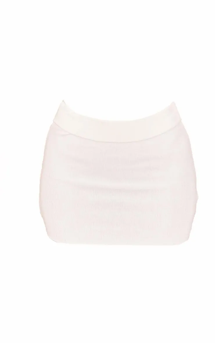 Best PrettyLittleThing Petite Foldover Knit Mini Skirt Cream