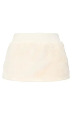 Discount PrettyLittleThing Petite Fur Mini Skirt Cream