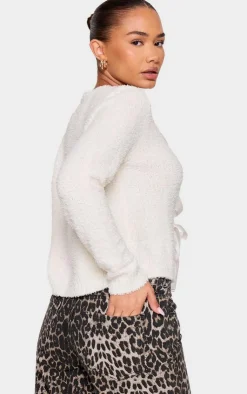 PrettyLittleThing Cardigans*Petite Knit Open Cardigan With Ribbon Details