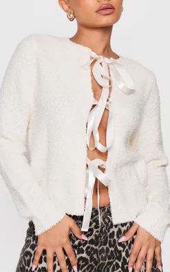 PrettyLittleThing Cardigans*Petite Knit Open Cardigan With Ribbon Details