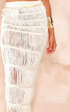 Petite Cream Knit Tassel Detail Maxi Skirt