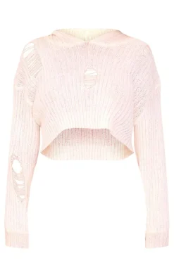 PrettyLittleThing Sweaters*Petite Knitted Extreme Cropped Distressed Sweater