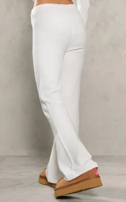 Hot PrettyLittleThing Petite Knitted High Waisted Flares Cream