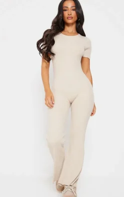 Petite Cream Knitted Zip Up Jumpsuit