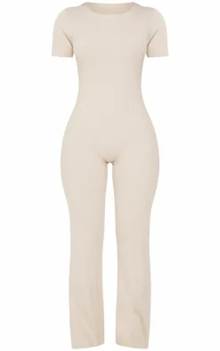 Petite Cream Knitted Zip Up Jumpsuit