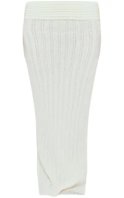 Petite Cream Low Waist Knitted Maxi Skirt