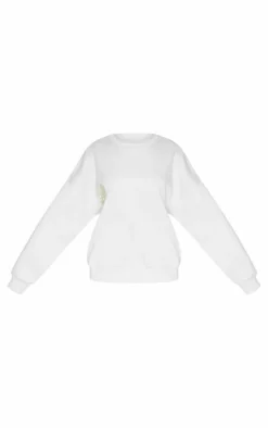 Petite Cream Matcha Graphic Oversized Sweatshirt
