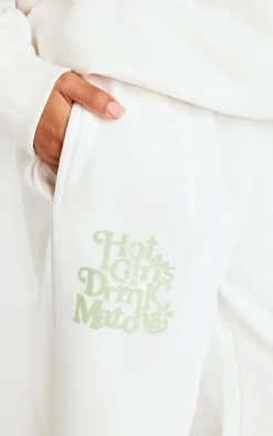 Best PrettyLittleThing Petite Matcha Graphic Sweatpants Cream