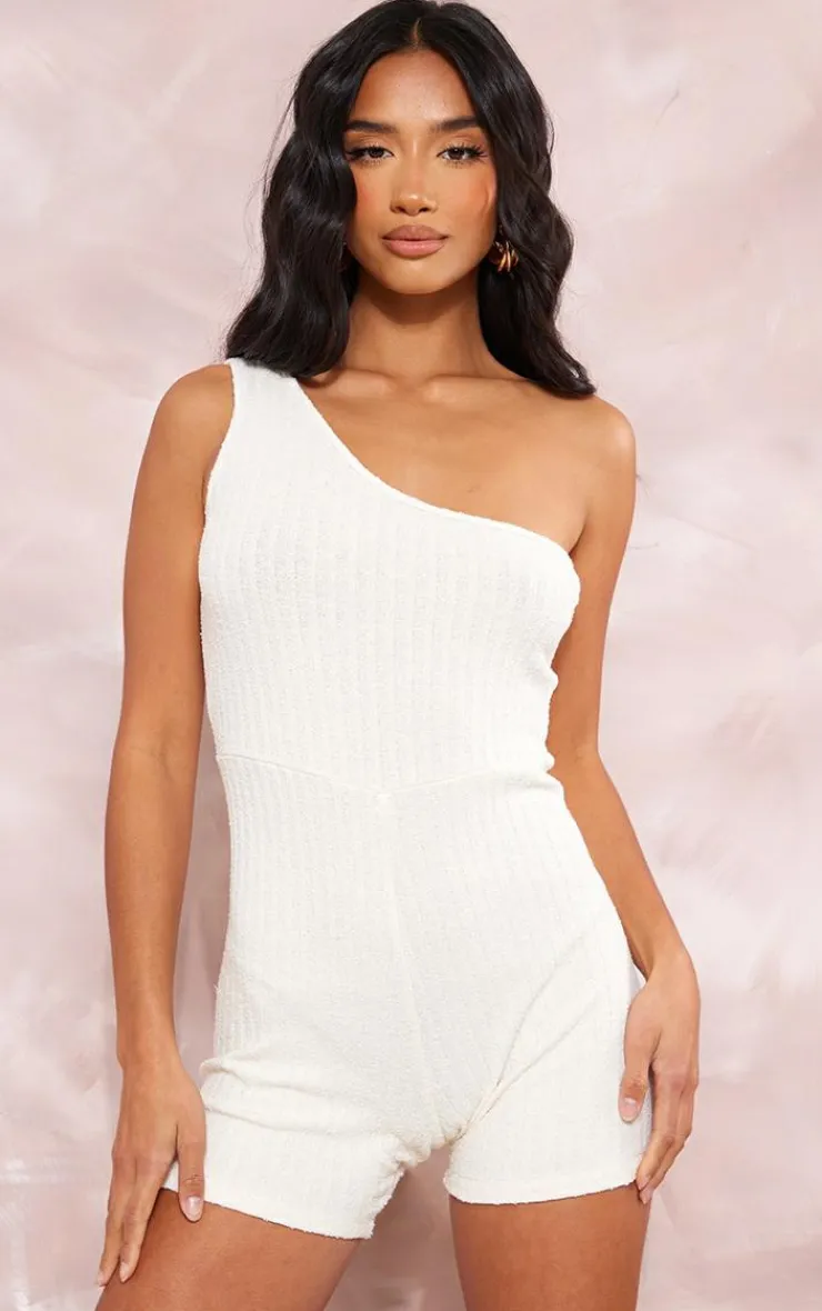 PrettyLittleThing Unitards*Petite One Shoulder Towelling Unitard