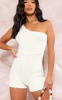 PrettyLittleThing Unitards*Petite One Shoulder Towelling Unitard