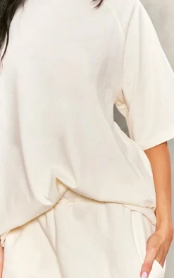 Outlet PrettyLittleThing Petite Oversized T-shirt Cream