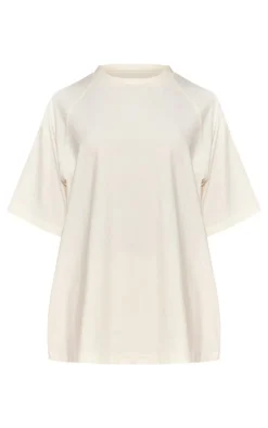 Outlet PrettyLittleThing Petite Oversized T-shirt Cream