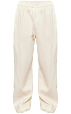 Discount PrettyLittleThing Petite Oversized Wide Leg Sweatpants Cream