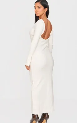 Petite Ribbed Boat Neck Low Back Maxi Dress-PrettyLittleThing Best