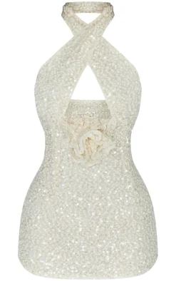 Petite Sequin Cross Over Corsage Mini Dress-PrettyLittleThing Sale