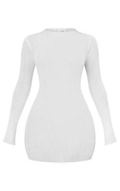 Petite Sheer Knitted High Neck Dress-PrettyLittleThing Hot
