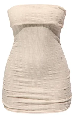 Petite Textured Bandeau Fold Detail Bodycon Dress-PrettyLittleThing Discount
