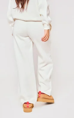 Online PrettyLittleThing Petite Wide Leg Sweatpants Cream