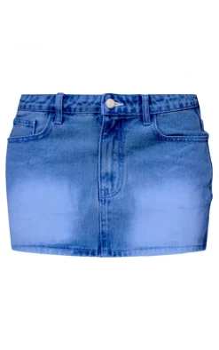 PrettyLittleThing Petite Denim Low Waist Mini Skirt Dark Blue Wash